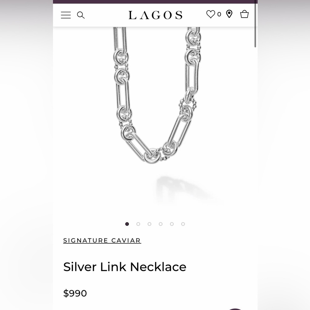 Lagos silver adjustable toggle fluted link necklace 18”